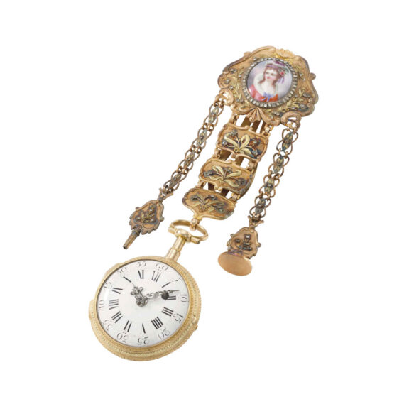 Highly rare double faced verge with chatelaine Circa 1790 Highly rare double faced verge with chatelaine Circa 1790