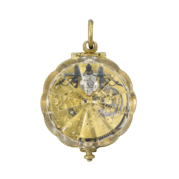French gilt metal and rock crystal verge watch Circa 1640 French gilt metal and rock crystal verge watch Circa 1640