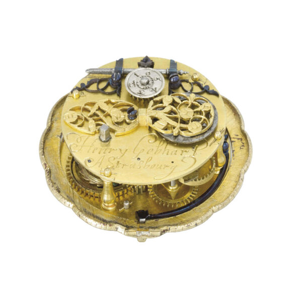 French gilt metal and rock crystal verge watch Circa 1640 French gilt metal and rock crystal verge watch Circa 1640