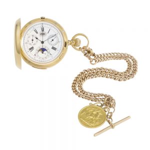 Fine Swiss gold hunting cased complicated watch Circa 1900