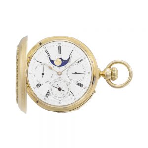 Swiss repeating calendar watch with moon phases Circa 1865