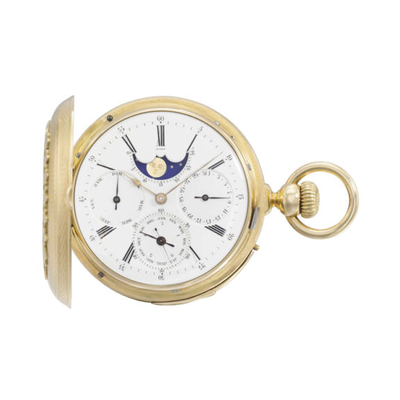 Swiss repeating calendar watch with moon phases Circa 1865 Swiss repeating calendar watch with moon phases Circa 1865