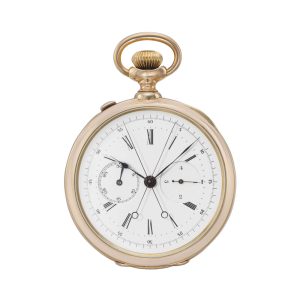 Unusual Swiss rose gold split seconds chronograph Circa 1892