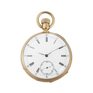 Swiss 18 carat gold open faced keyless lever watch Circa 1872