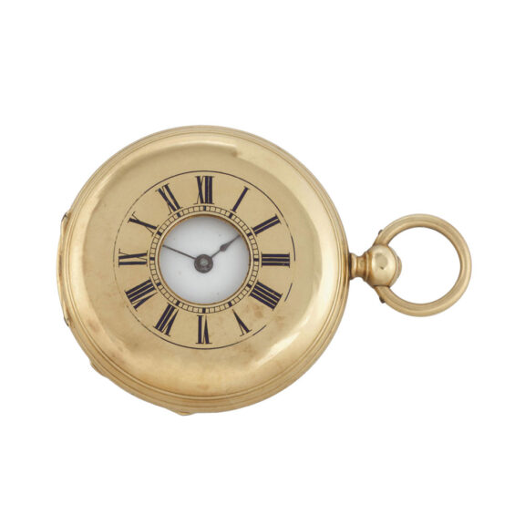 Swiss 18k gold half hunting cased cylinder watch Circa 1869 Swiss 18k gold half hunting cased cylinder watch Circa 1869