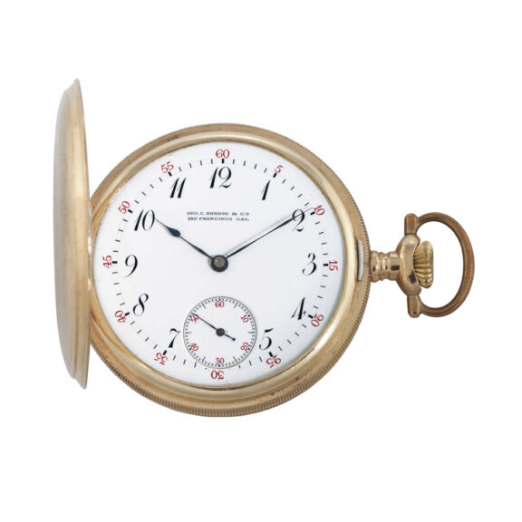 Swiss 14k gold hunting cased keyless lever watch Circa 1884 Swiss 14k gold hunting cased keyless lever watch Circa 1884