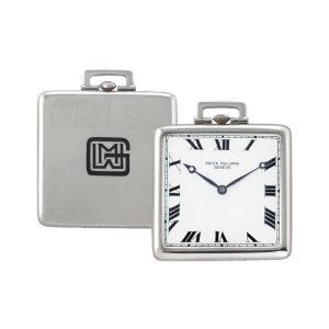 Unusual Swiss platinum square lever pocket watch Circa 1907