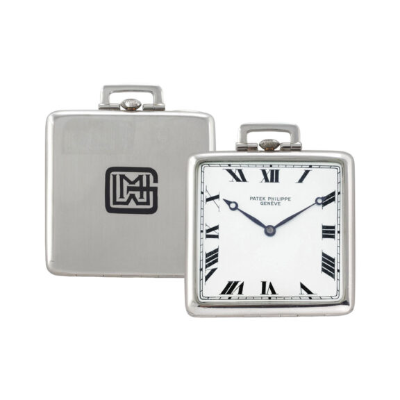 Unusual Swiss platinum square lever pocket watch Circa 1907 Unusual Swiss platinum square lever pocket watch Circa 1907