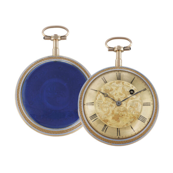 Swiss 18k gold and enamel open faced verge watch Circa 1820