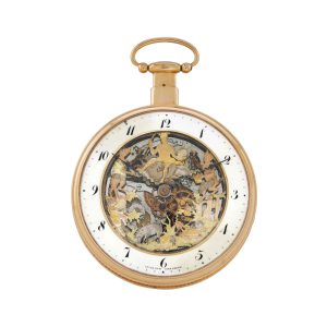 Swiss gold skeletonized repeating automaton verge Circa 1820