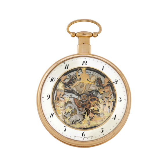 Swiss gold skeletonized repeating automaton verge Circa 1820 Swiss gold skeletonized repeating automaton verge Circa 1820