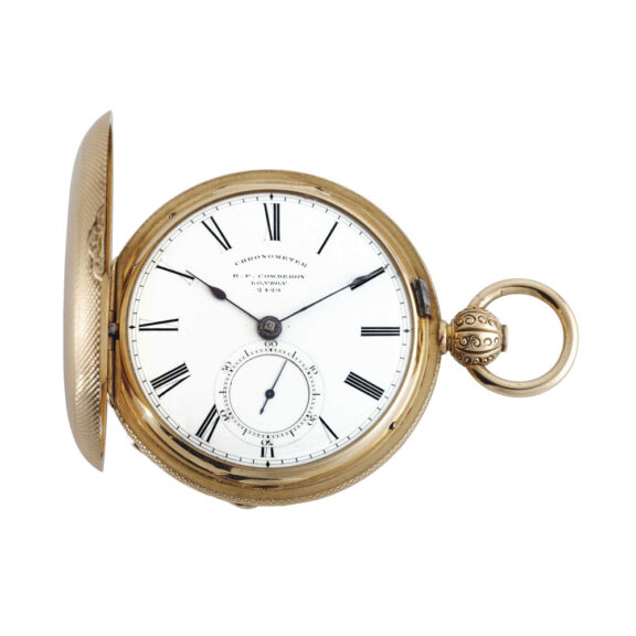 English 18k gold hunting cased pocket chronometer Circa 1850 English 18k gold hunting cased pocket chronometer Circa 1850