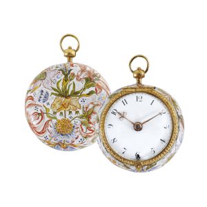 English gold and enamel pair cased verge watch Circa 1720