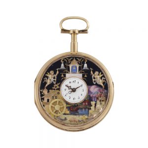 Swiss gold quarter repeating automaton watch Circa 1850