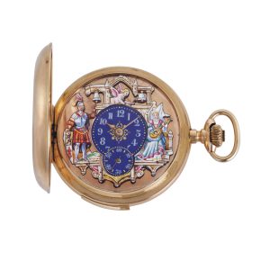 Swiss gold repeating full hunter with jacquemarts Circa 1885