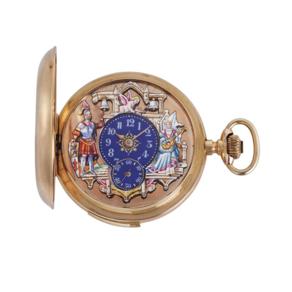 Swiss gold repeating full hunter with jacquemarts Circa 1885