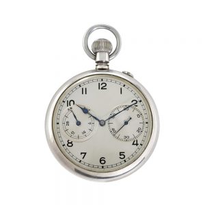 German silver lever deck watch with power reserve Circa 1945