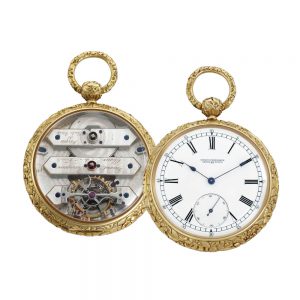 Rare Swiss gold triple bridge tourbillon chronometer Circa 1880