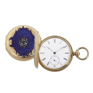 Swiss gold, enamel, diamond set lever full hunter Circa 1900