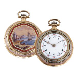 Fine English gold and enamel open faced repeater Circa 1812