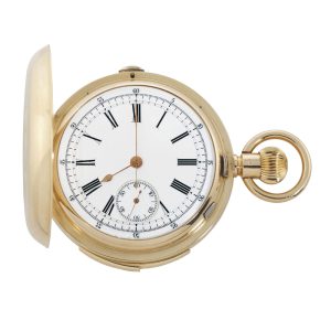 Swiss repeating eight day full hunter chronograph Circa 1880