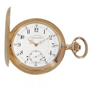 German 18k rose gold hunting cased lever watch Circa 1905