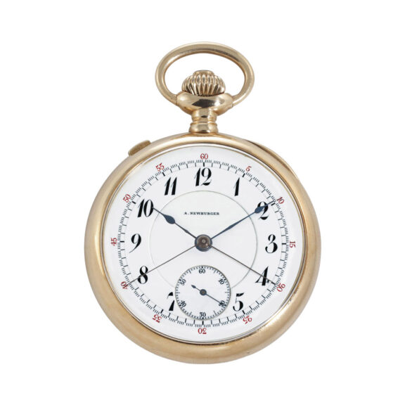 Swiss gold open faced split seconds chronograph Circa 1910