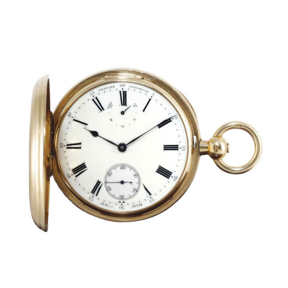 English 18k gold hunting cased pocket chronometer Circa 1882