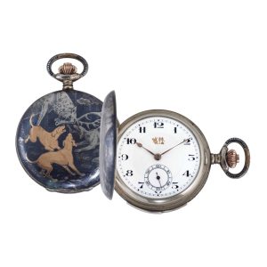 Swiss silver and niëllo hunting cased repeater Circa 1890