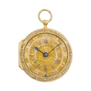 English open faced watch with mock pendulum Circa 1700