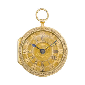 English open faced watch with mock pendulum Circa 1700