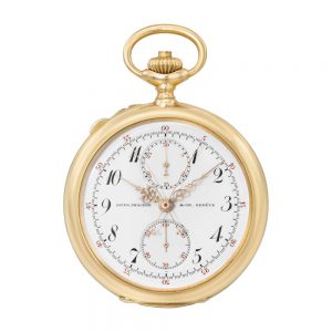 Swiss gold open faced split seconds chronograph Circa 1908