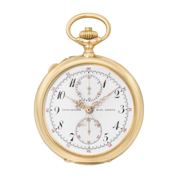 Swiss gold open faced split seconds chronograph Circa 1908 Swiss gold open faced split seconds chronograph Circa 1908