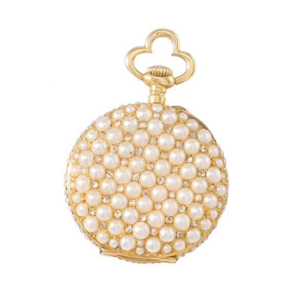 Decorative Swiss gold, pearl, diamond set lever Circa 1910