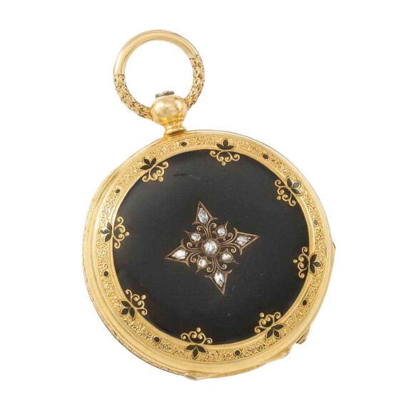 Swiss gold hunting cased cylinder pendant watch Circa 1869