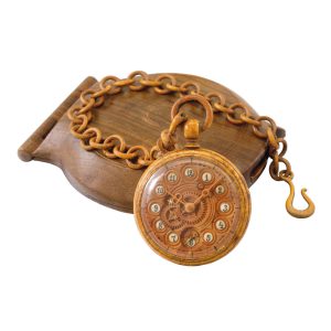 Rare, unusual Russian birchwood and bone watch Circa 1850