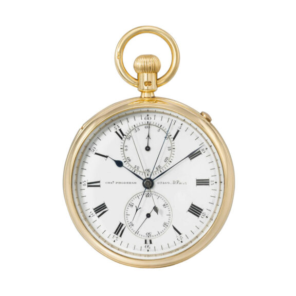 English 18k gold split seconds chronograph watch Circa 1887 English 18k gold split seconds chronograph watch Circa 1887