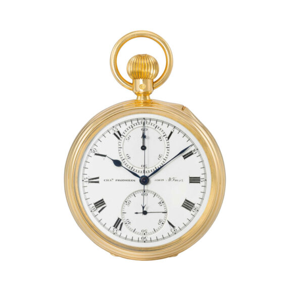 English gold open faced lever chronograph watch Circa 1918