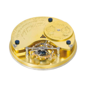 Large English gold one minute tourbillon lever Circa 1910