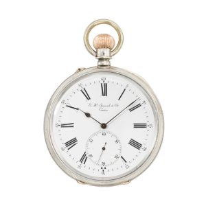 Rare and unusual silver open faced deck watch Circa 1890