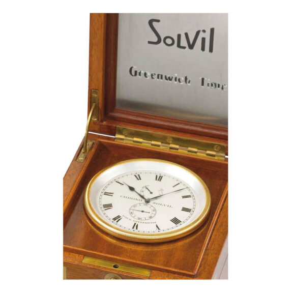 Swiss gilt-brass deck watch with power reserve Circa 1925
