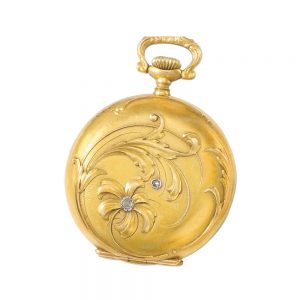 Decorative Swiss gold hunting cased pendant watch circa 1907