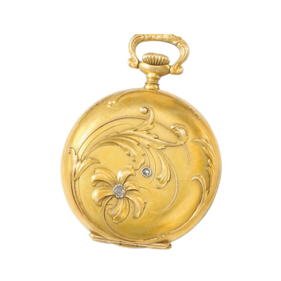 Decorative Swiss gold hunting cased pendant watch circa 1907