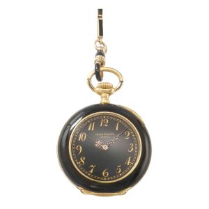 Very fine gold and black enamel pendant watch Circa 1890