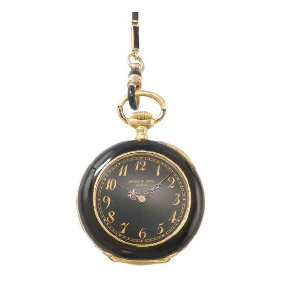 Very fine gold and black enamel pendant watch Circa 1890