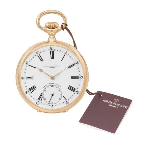 Fine Swiss large 18K rose gold open faced lever watch Circa 1911