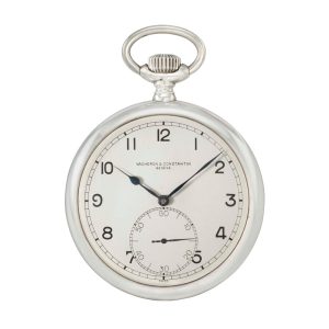 Swiss silver open faced keyless lever deck watch Circa 1943