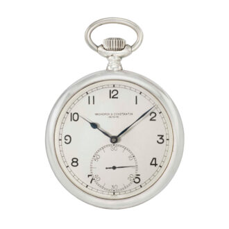 Swiss silver open faced keyless lever deck watch Circa 1943