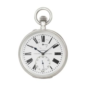 Unusual silver lever deck watch with power reserve Circa 1915