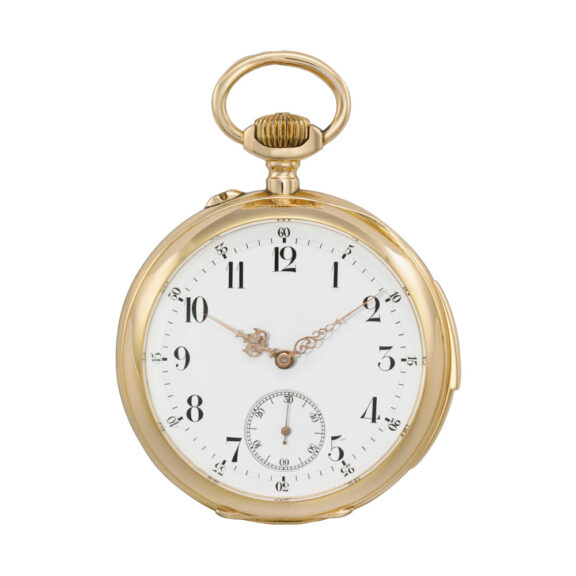 Swiss 18 carat gold open faced minute repeater Circa 1910
